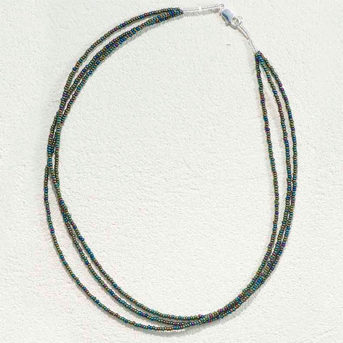 Czech Glass Green Beaded Necklace 17 inch