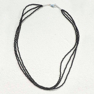 Czech Glass Black Beaded Necklace  17 inch